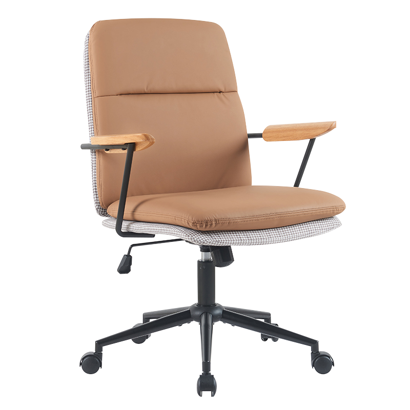 Ghế văn phòng tại nhà có đệm đôi bằng gỗ màu vàng đất (X-5135)