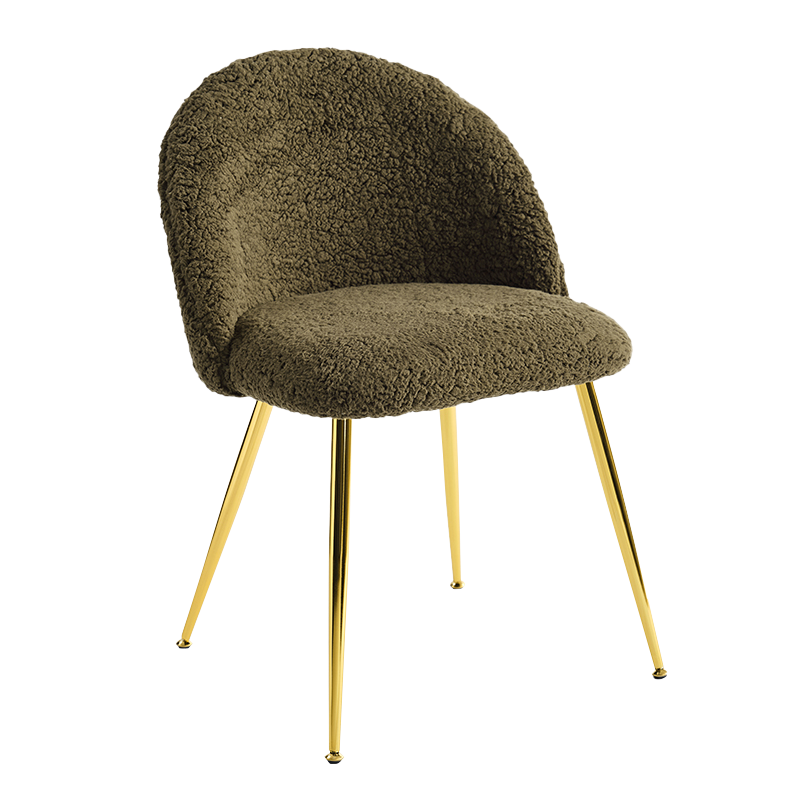 Ghế ăn lông cừu Teddy màu xanh lá cây có đế vàng (Y-C16)